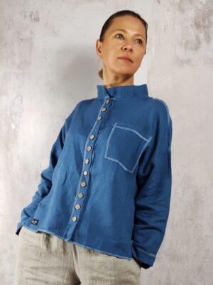 koszula lniana damska oversize Wiktoria przód