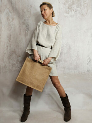 Sukienka lniana damska oversize Róża – naturalny len