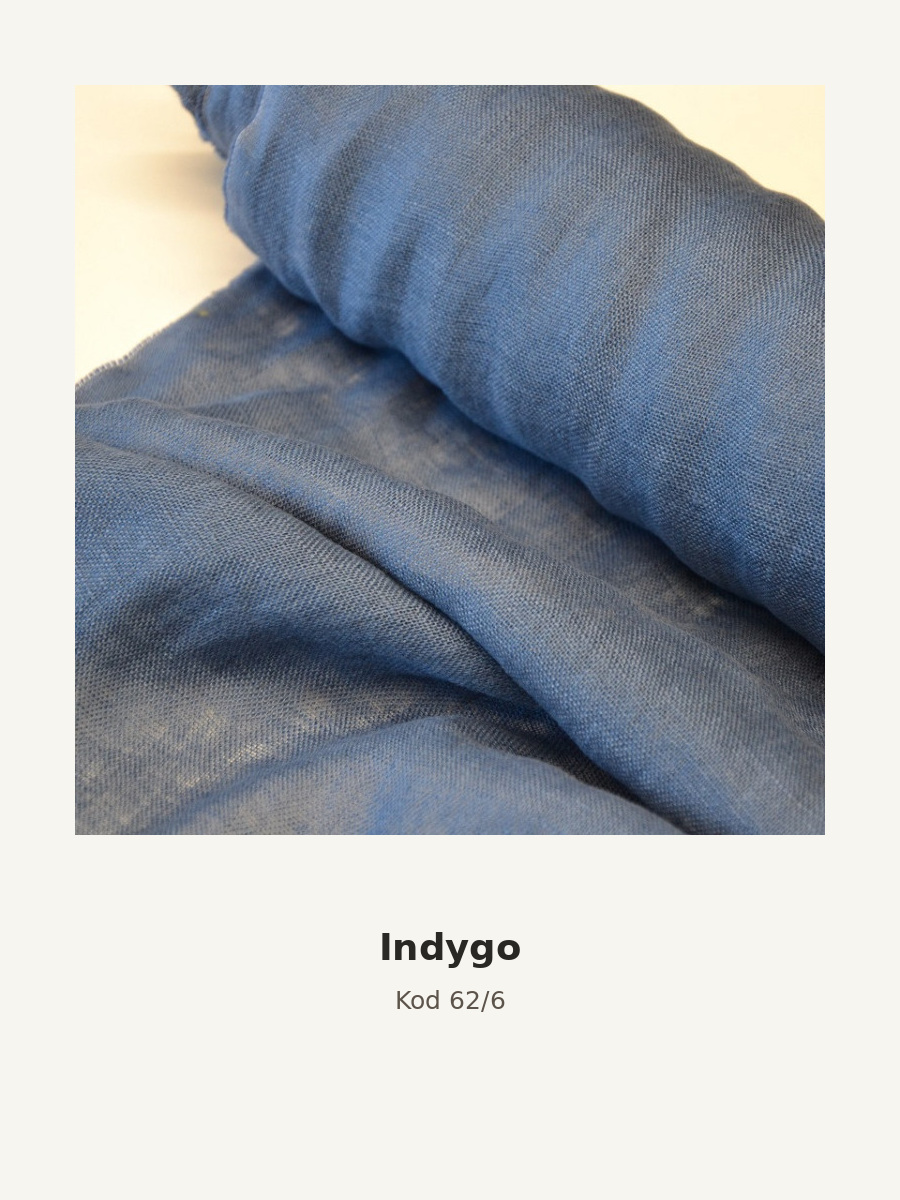 Kolor szala: Indygo. Zdjęcie próbki lnianej mgiełki, indygo.