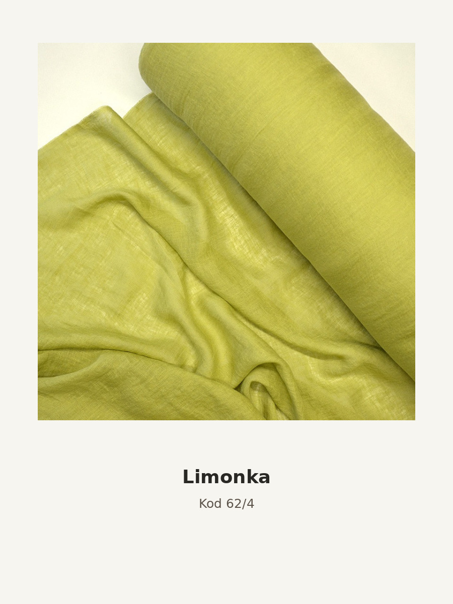 Kolor szala: Limonka. Zdjęcie próbki lnianej mgiełki, limonkowa zieleń.