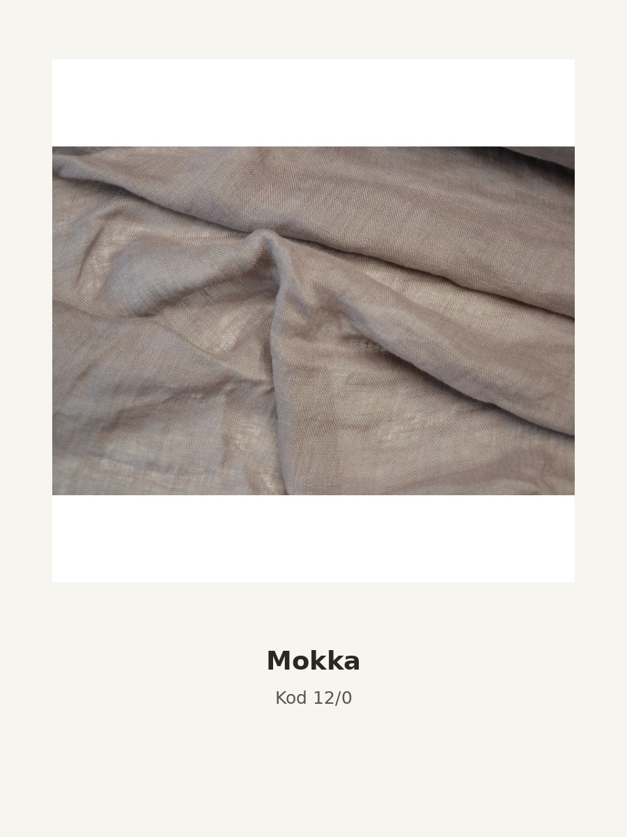 Kolor szala: Mokka. Zdjęcie próbki lnianej mgiełki, odcień mokka.