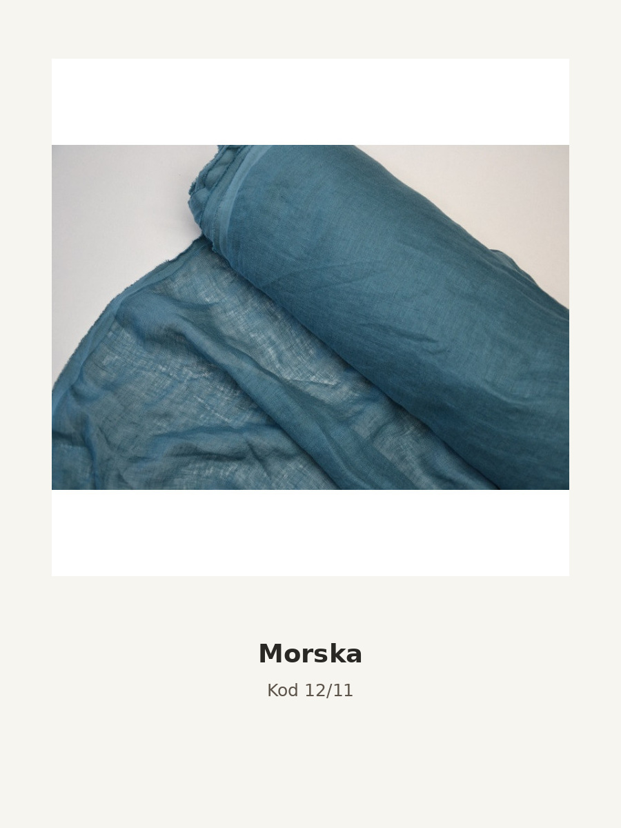 Kolor szala: Morska. Zdjęcie próbki lnianej mgiełki, morski.